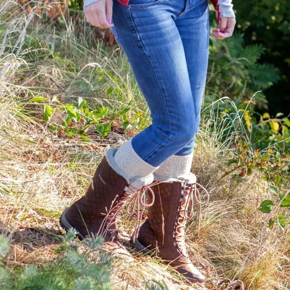 Patagonia Brown Quilted Leather Faux Fur Lined Snow‎ Boots Waterproof